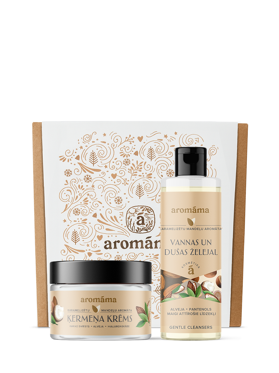 Karamelizētu mandeļu dušas želejas un ķermeņa krēma duets