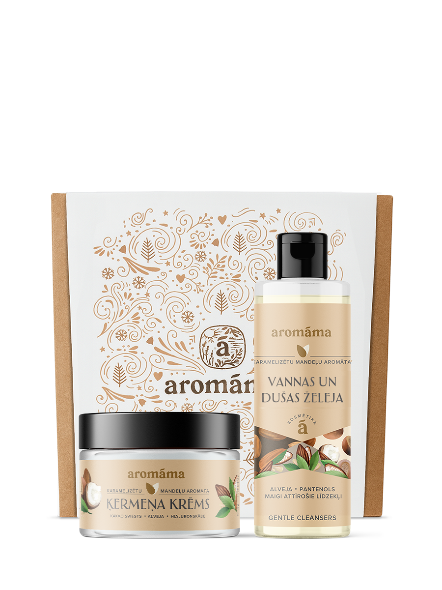 Karamelizētu mandeļu dušas želejas un ķermeņa krēma duets