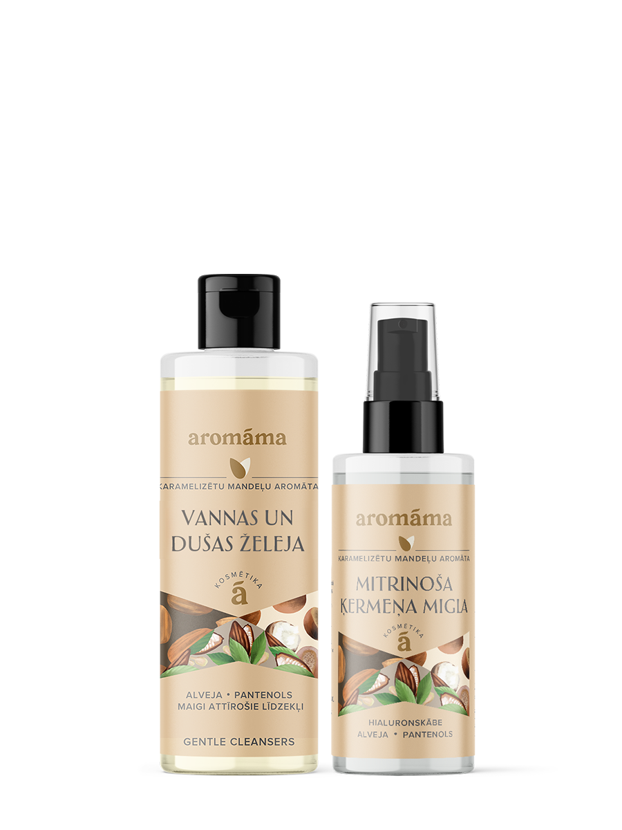 Karamelizētu mandeļu attīrošais un mitrinošais duets