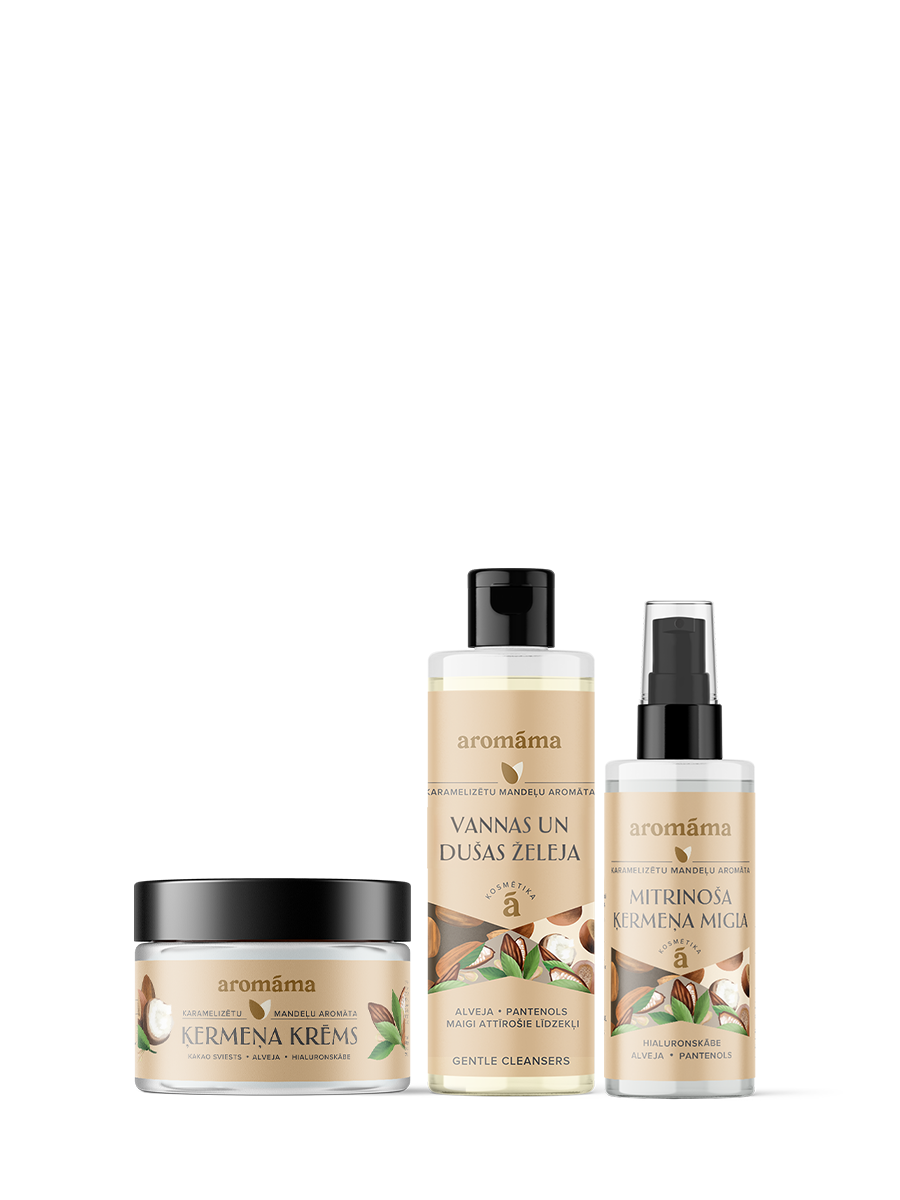 Karamelizētu mandeļu barojošais trio