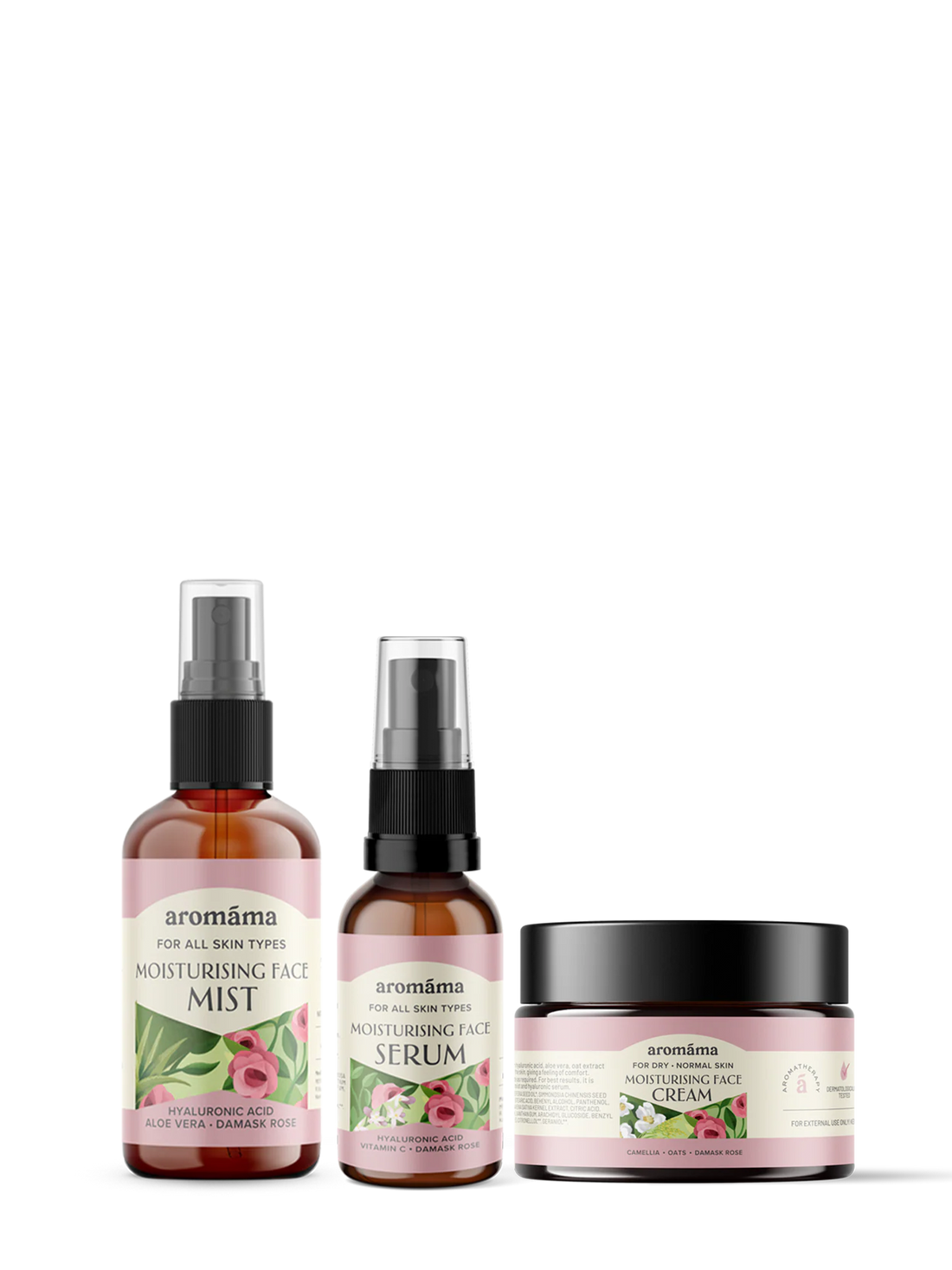 Mitrinošās sejas miglas, sejas seruma un mitrinošā krēma komplekts