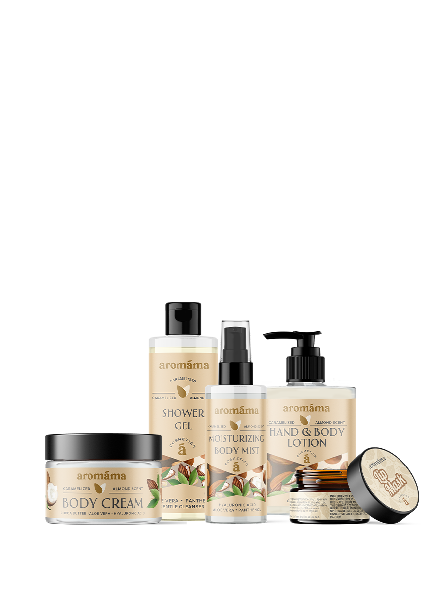 Lielais karamelizētu mandeļu aromāta ādas kopšanas komplekts